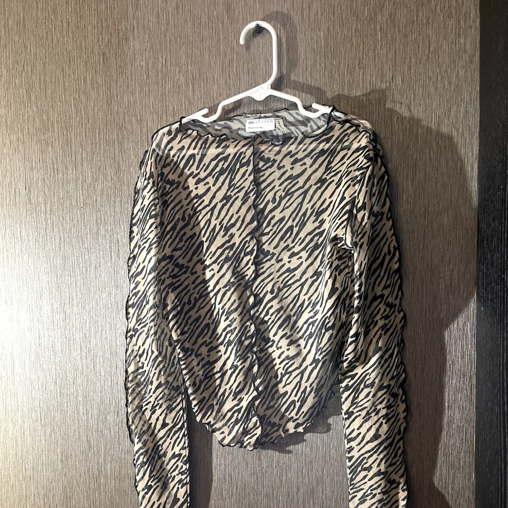 Asos Zebra Print Sheer Mesh Long Sleeve